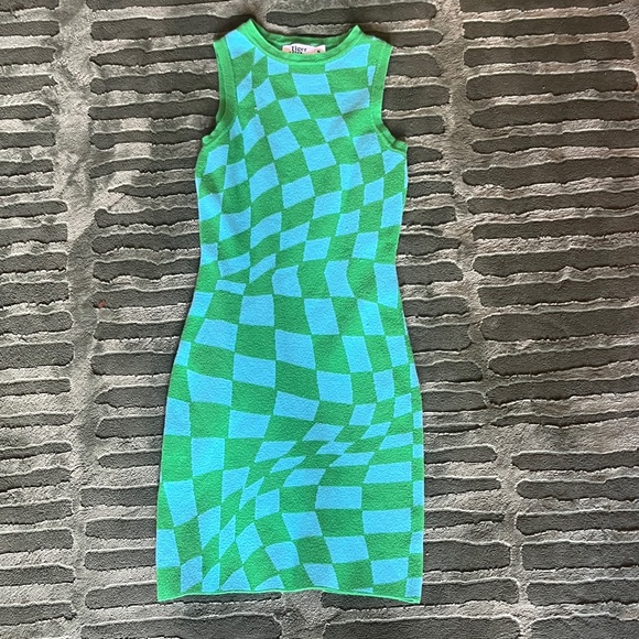 Tiger Mist Dresses & Skirts - Tiger Mist Green and Blue Illusion Mini Dress